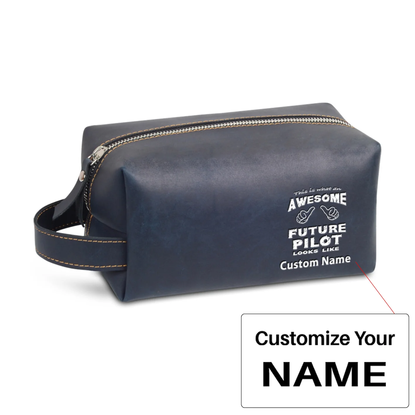 Future Pilot Designed Leather Clutch Toiletry Bag - Image 3