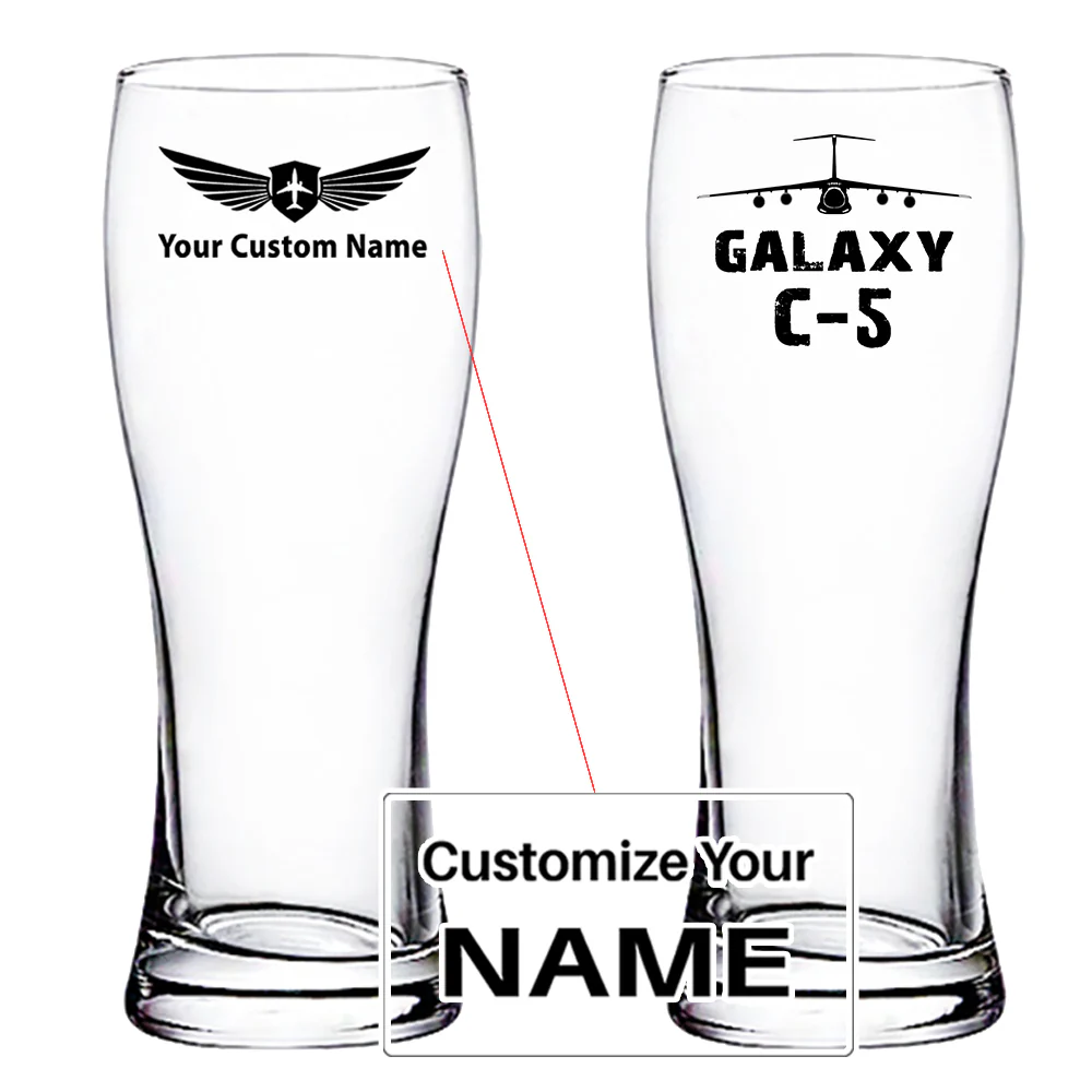 Galaxy C 5 & Plane Designed Pilsner Beer Glasses