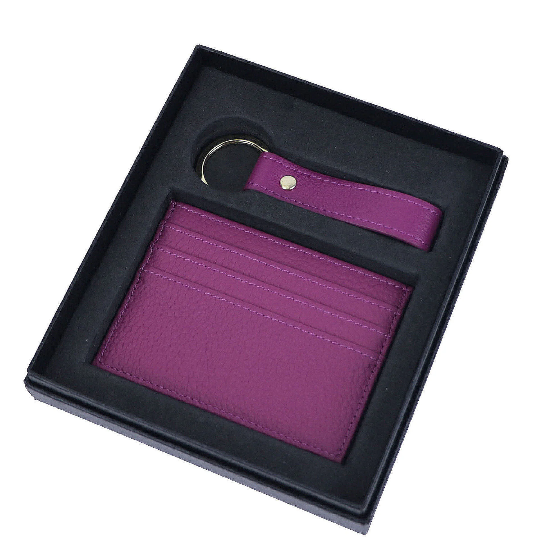 Genuine Leather Cardholder Key Ring Gift Box Set - Image 19