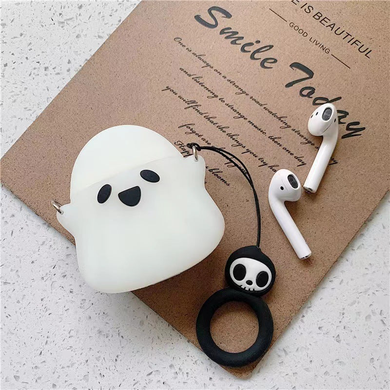 Glowing Ghost Designed AirPods Protective Cover: Cute Cartoon Silicone Soft Shell