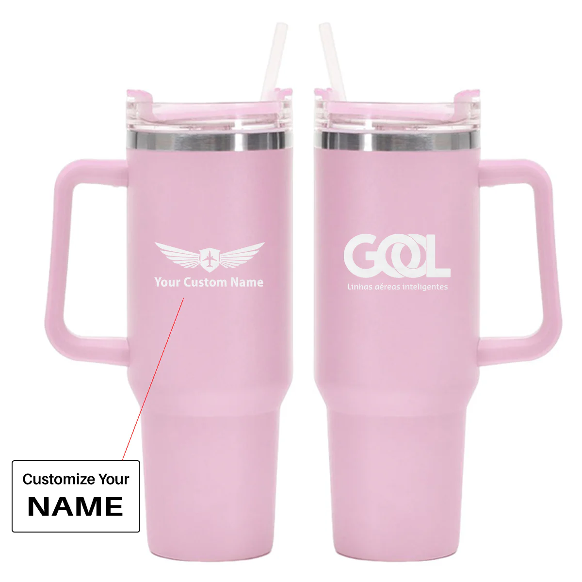 Gol Linhas Aéreas Inteligentes Designed 40oz Stainless Steel Car Mug With Holder - Image 15