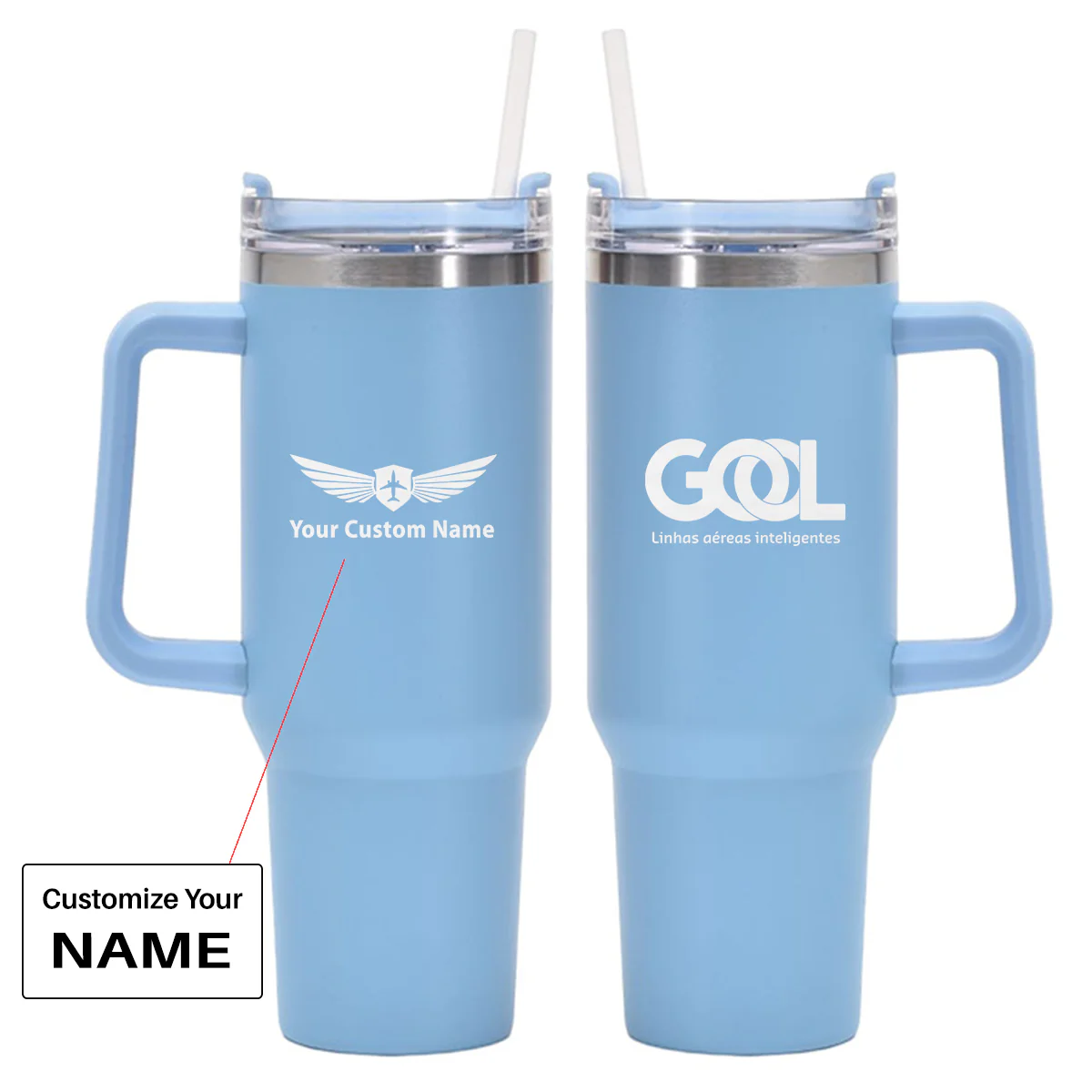 Gol Linhas Aéreas Inteligentes Designed 40oz Stainless Steel Car Mug With Holder - Image 17