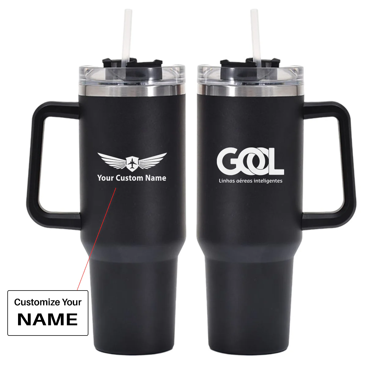 Gol Linhas Aéreas Inteligentes Designed 40oz Stainless Steel Car Mug With Holder - Image 2