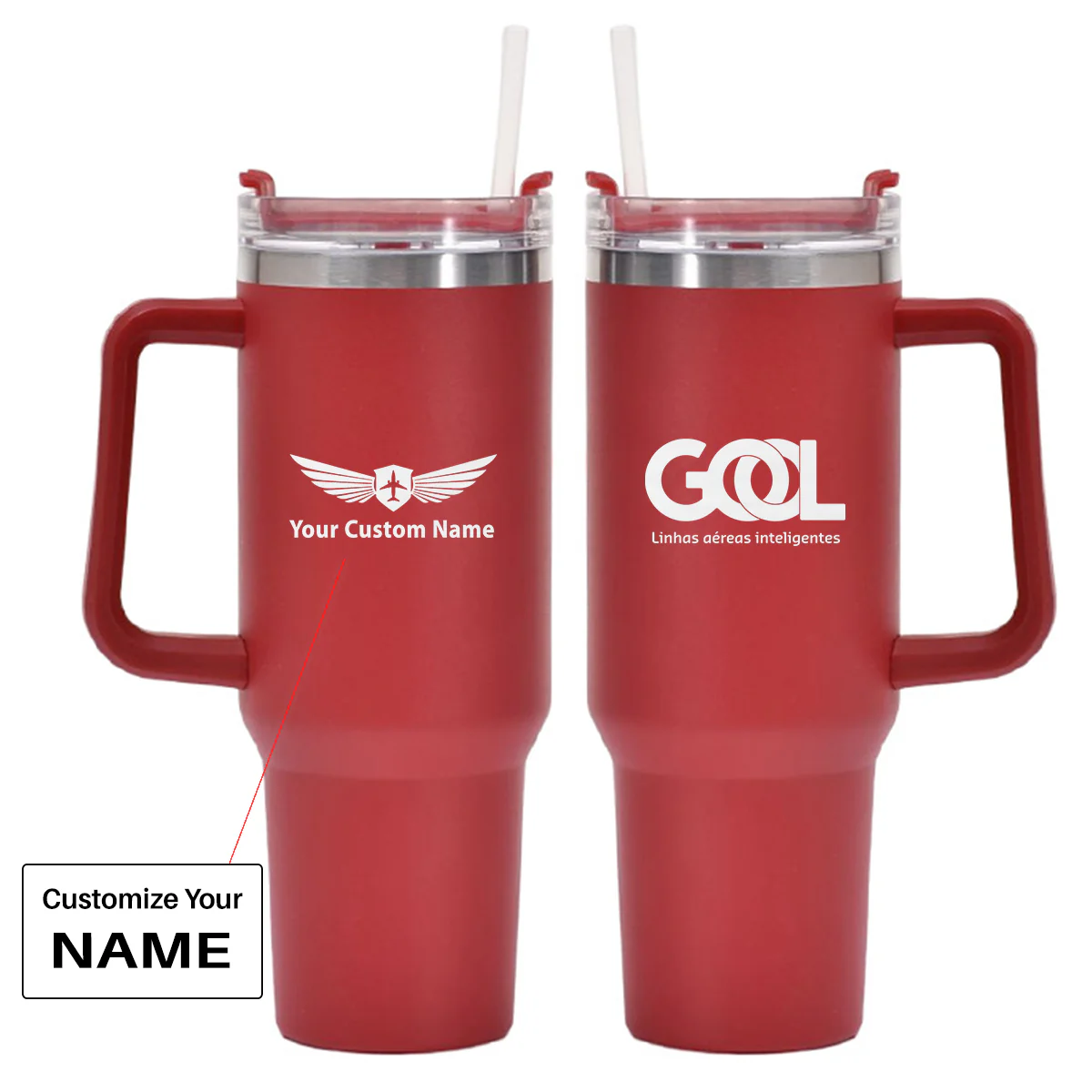 Gol Linhas Aéreas Inteligentes Designed 40oz Stainless Steel Car Mug With Holder - Image 7