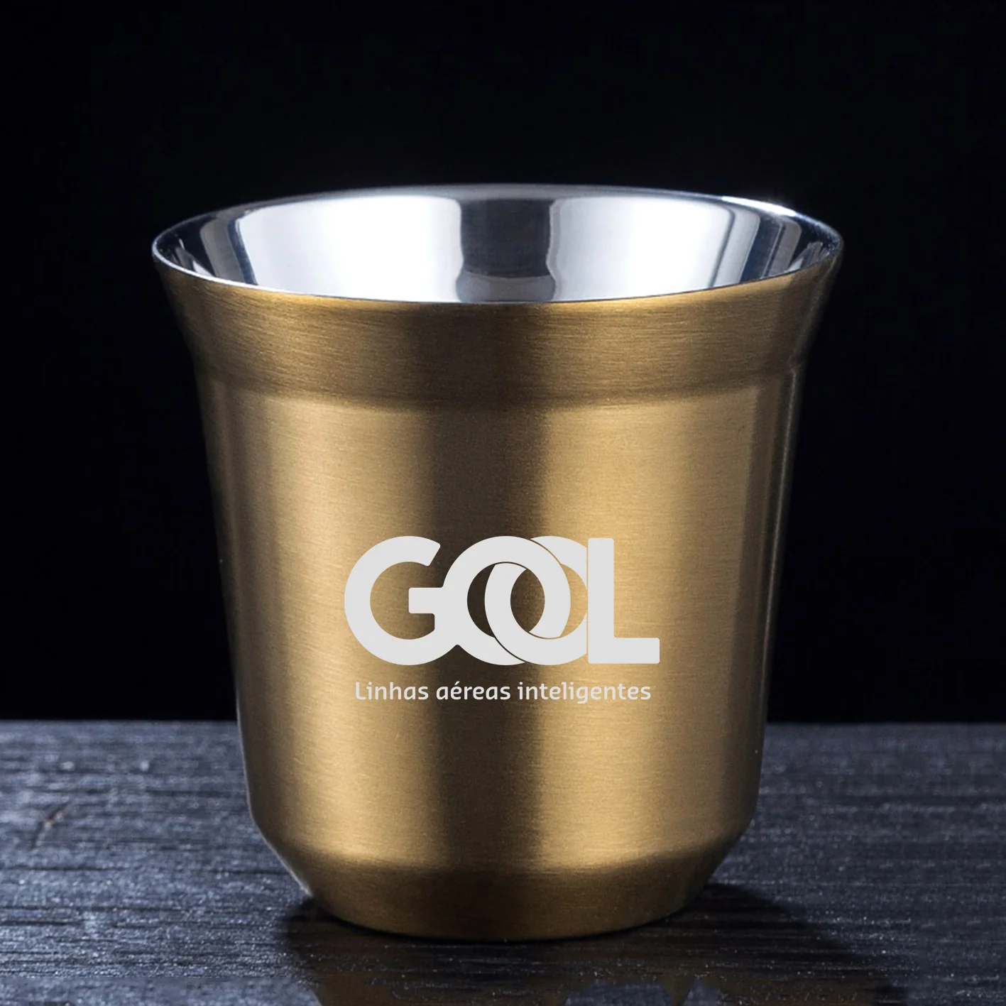 Gol Linhas Aéreas Inteligentes Designed Double Wall Stainless Steel Coffee Mugs - Image 10