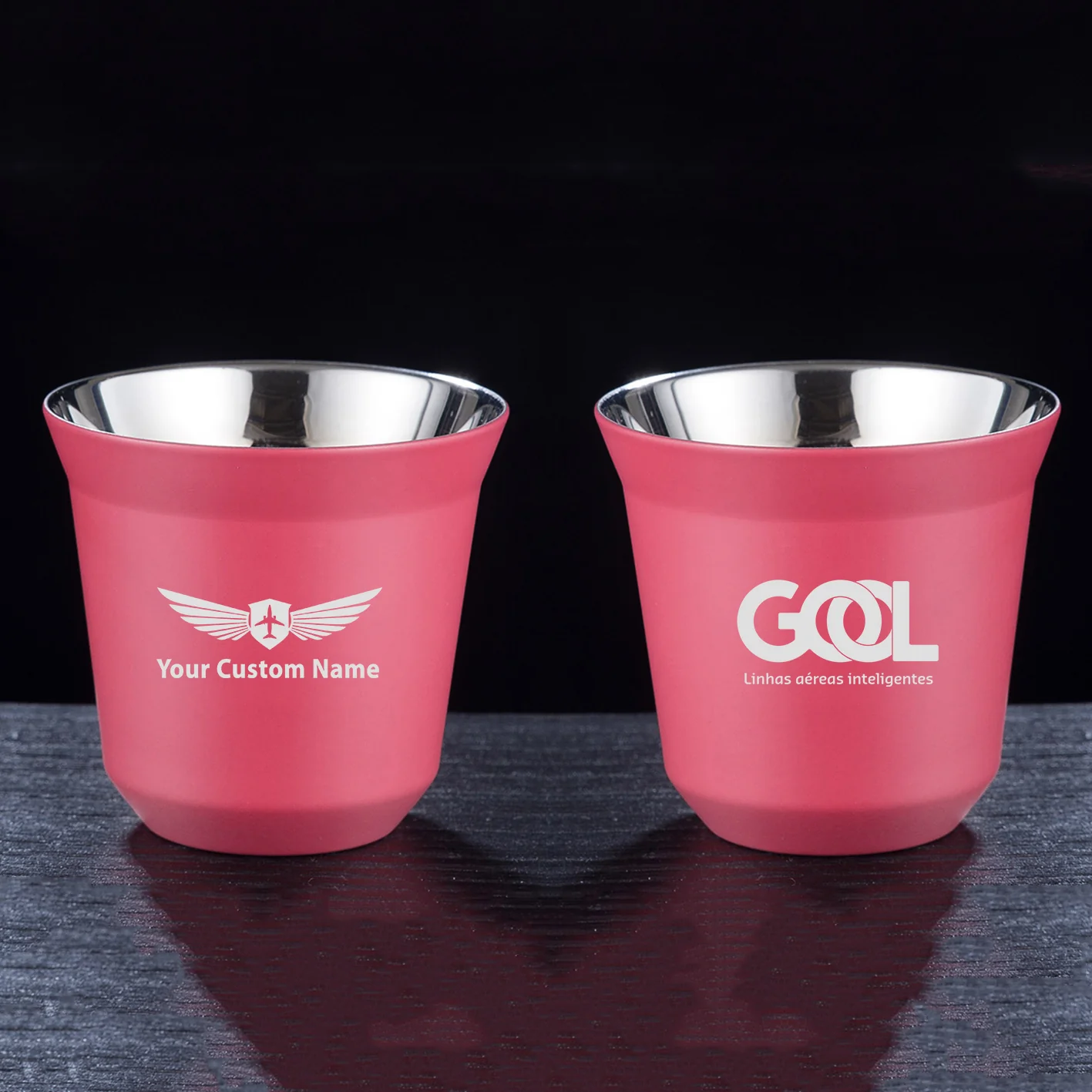 Gol Linhas Aéreas Inteligentes Designed Double Wall Stainless Steel Coffee Mugs - Image 11
