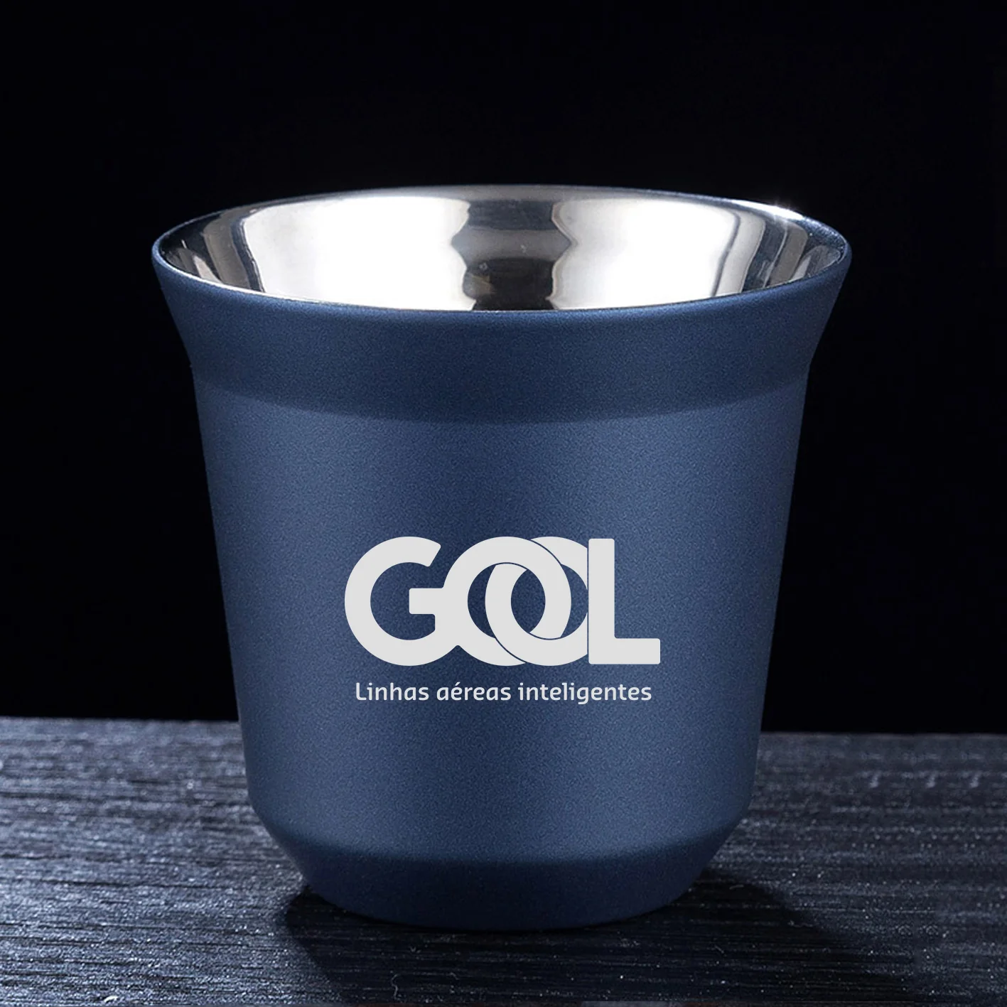 Gol Linhas Aéreas Inteligentes Designed Double Wall Stainless Steel Coffee Mugs - Image 4