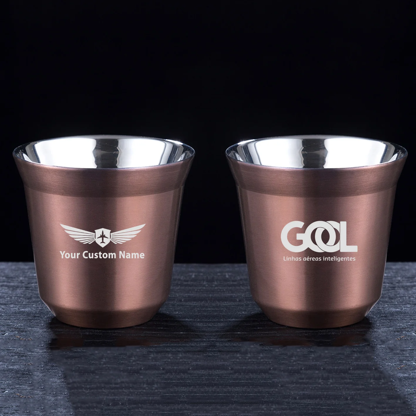 Gol Linhas Aéreas Inteligentes Designed Double Wall Stainless Steel Coffee Mugs - Image 7