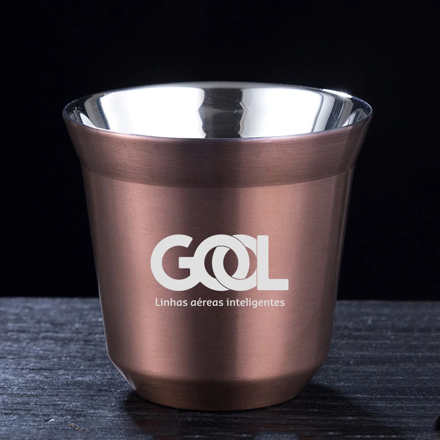 Gol Linhas Aéreas Inteligentes Designed Double Wall Stainless Steel Coffee Mugs - Image 8