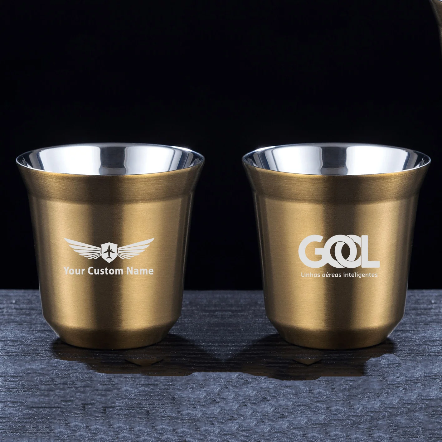 Gol Linhas Aéreas Inteligentes Designed Double Wall Stainless Steel Coffee Mugs - Image 9