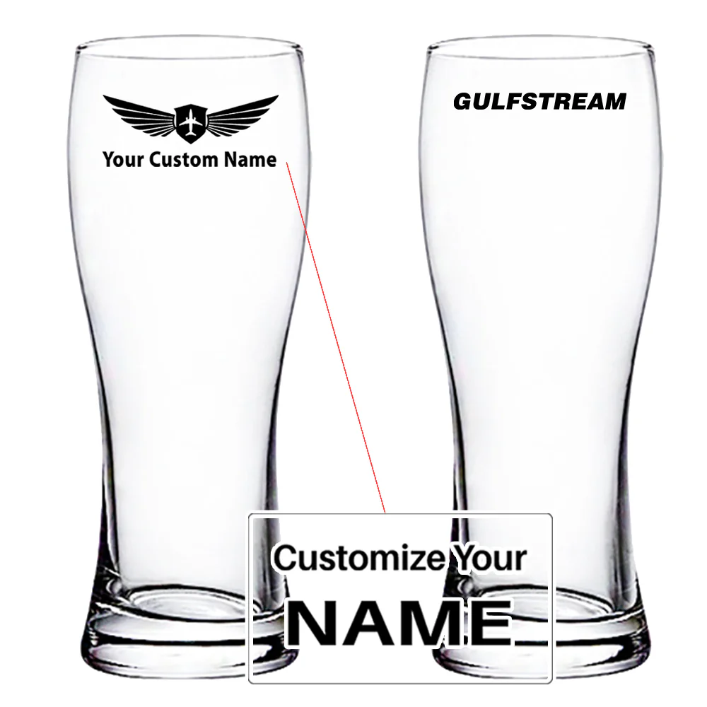 Gulfstream & Text Designed Pilsner Beer Glasses