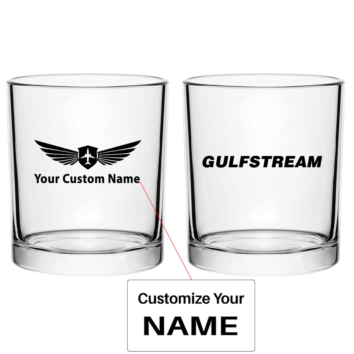 Gulfstream & Text Designed Special Whiskey Glasses