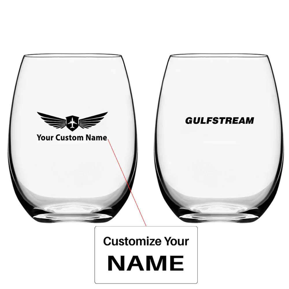 Gulfstream & Text Designed Water & Drink Glasses