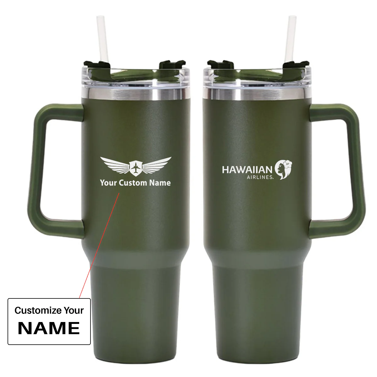Hawaiian Airlines Designed 40oz Stainless Steel Car Mug With Holder - Image 9