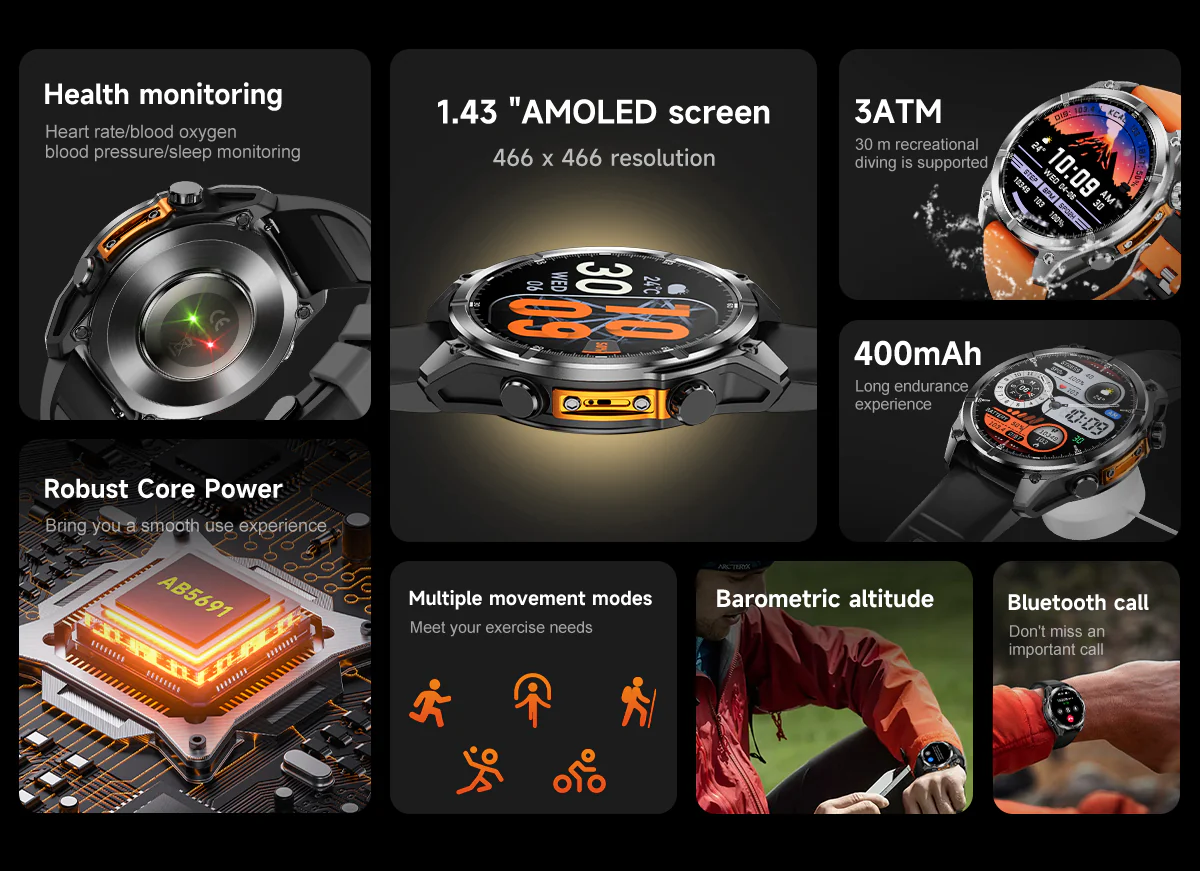 HD300 Sports Smart Watch: 1.43" HD AMOLED, GPS Tracking, Bluetooth Call, 5ATM Waterproof - Image 14
