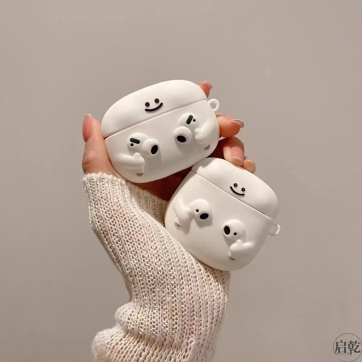 Headphones Person Designed AirPods Protective Cover: Cute Cartoon Silicone Soft Shell