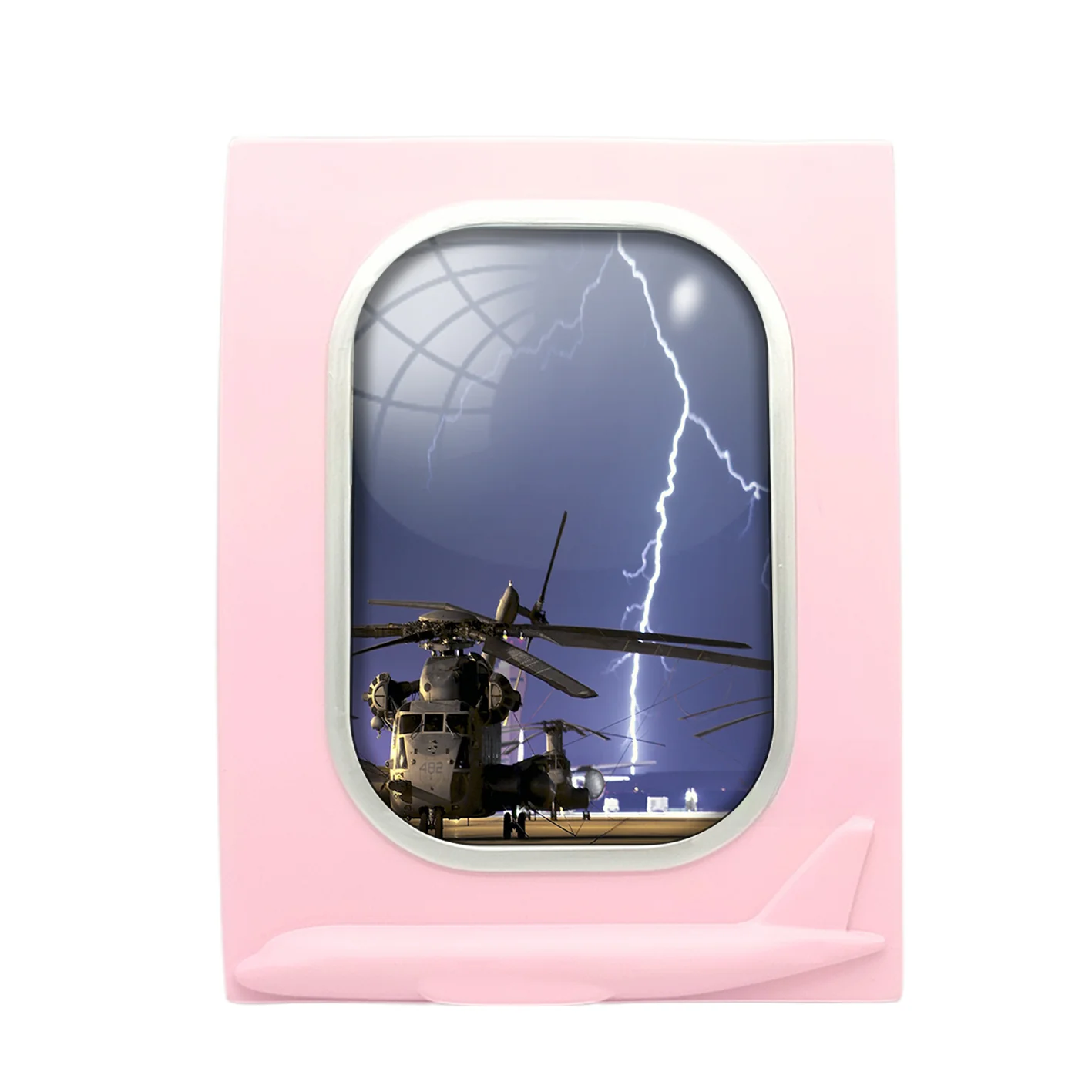 Helicopter & Lighting Strike Designed Airplane Window Photo Frame - Image 3