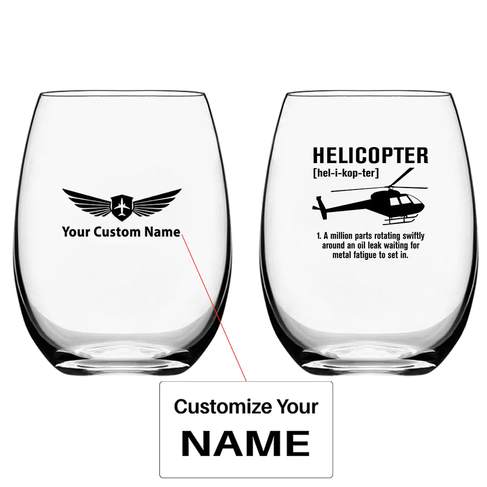 Helicopter [Noun] Designed Water & Drink Glasses