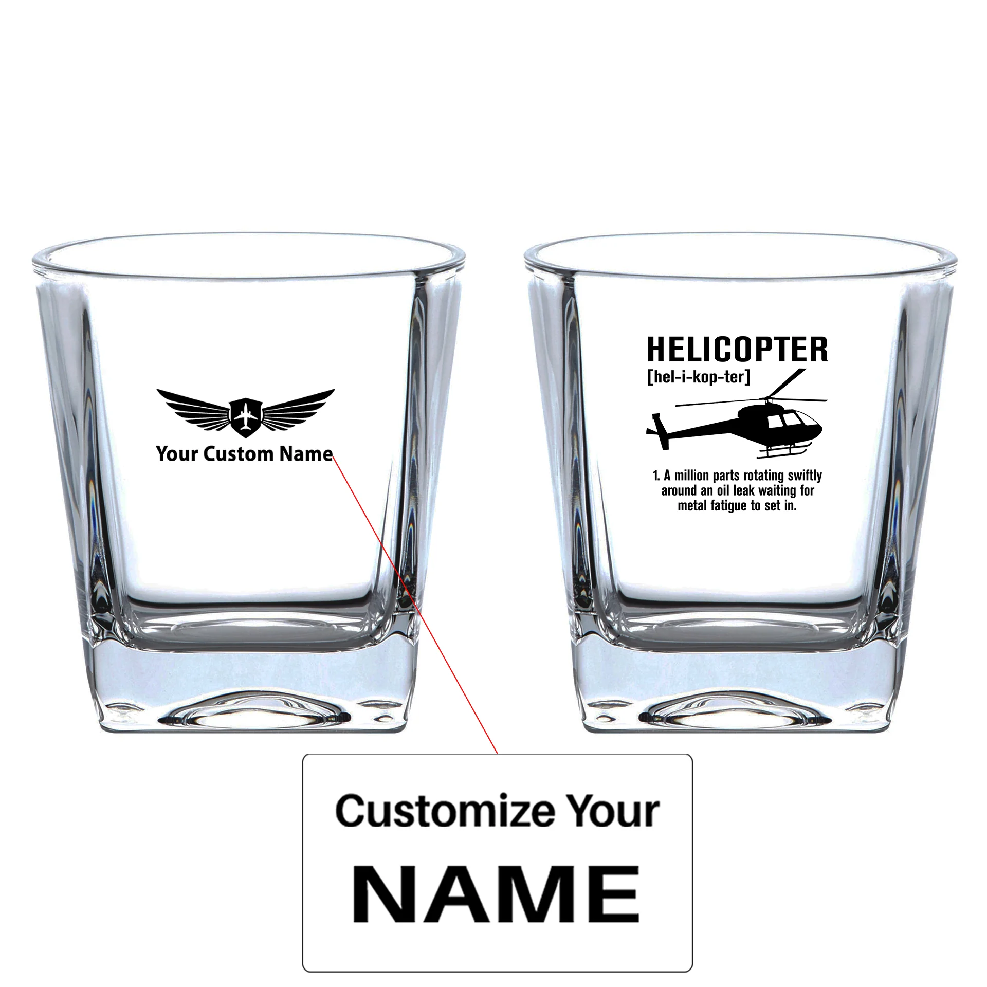 Helicopter [Noun] Designed Whiskey Glass