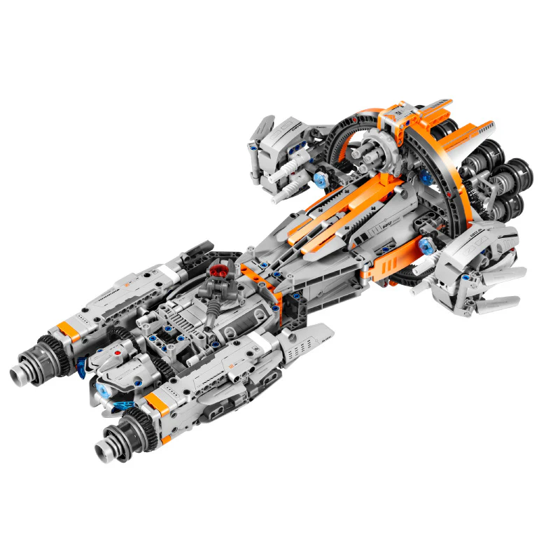 High-Tech Starship Combat MOC Starfighter Building Blocks +Stand+Light