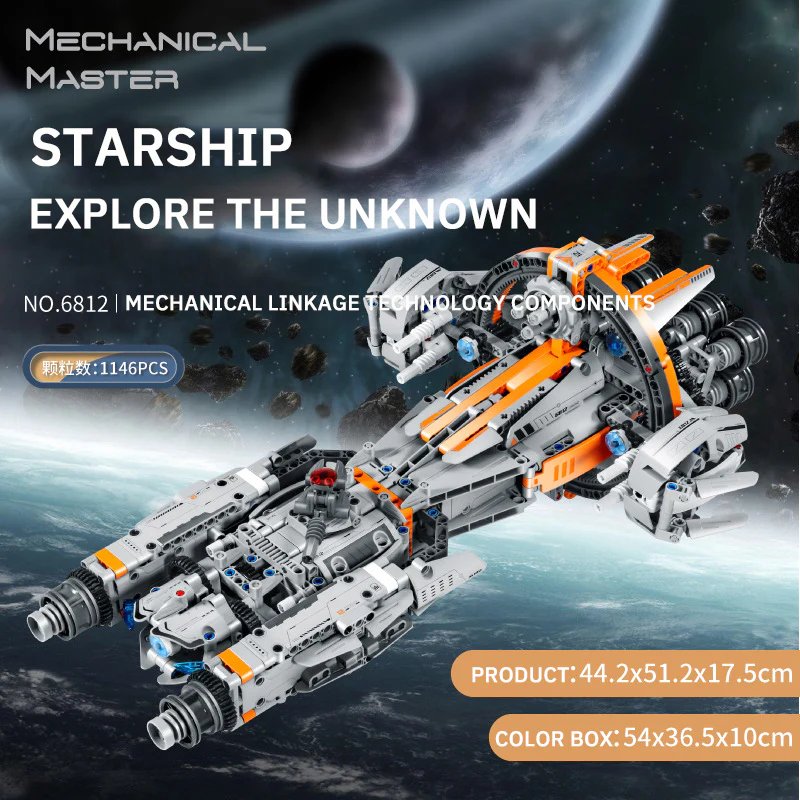 High-Tech Starship Combat MOC Starfighter Building Blocks +Stand+Light - Image 2