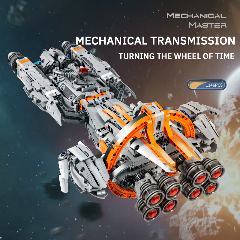 High-Tech Starship Combat MOC Starfighter Building Blocks +Stand+Light - Image 3
