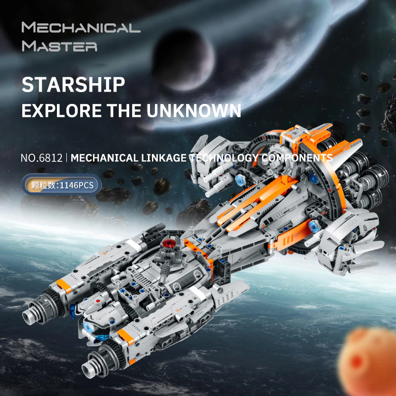 High-Tech Starship Combat MOC Starfighter Building Blocks +Stand+Light - Image 4