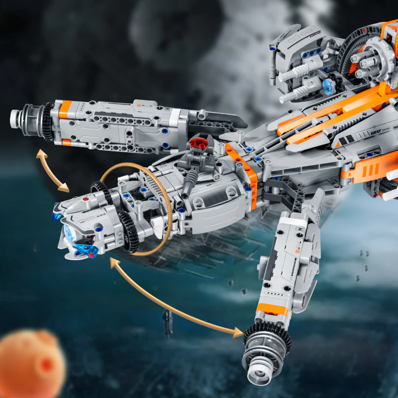 High-Tech Starship Combat MOC Starfighter Building Blocks +Stand+Light - Image 5