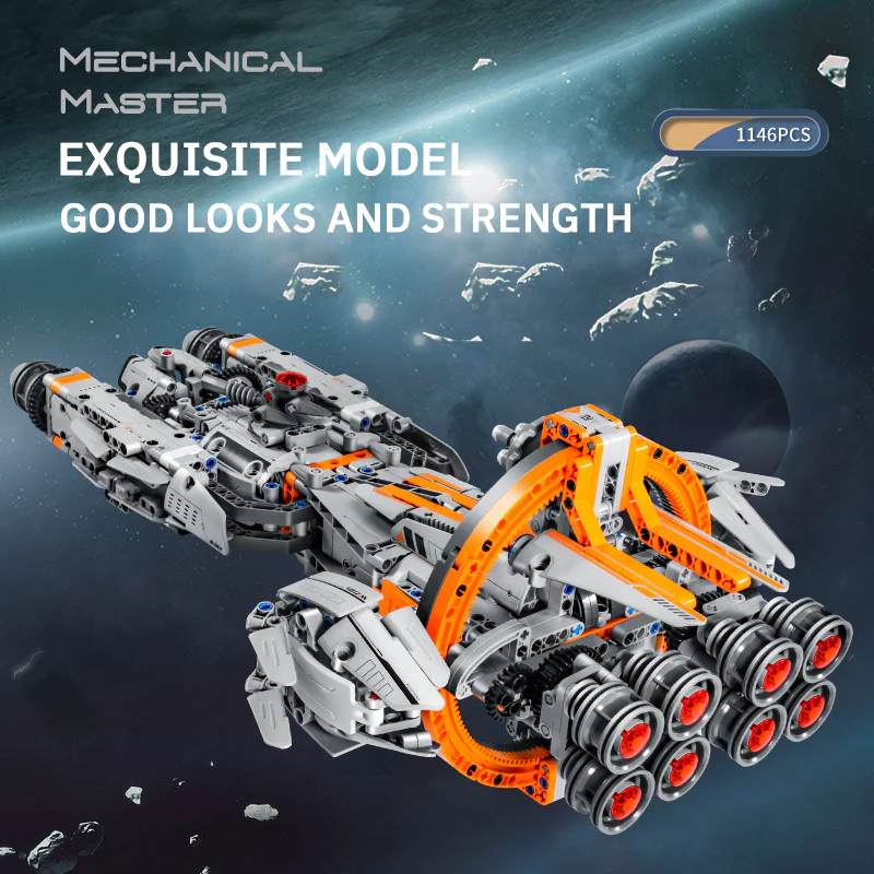 High-Tech Starship Combat MOC Starfighter Building Blocks +Stand+Light - Image 6
