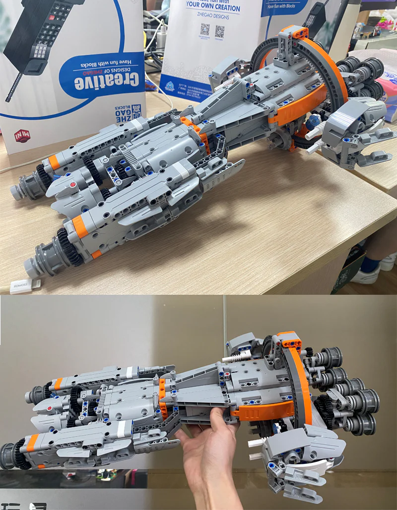 High-Tech Starship Combat MOC Starfighter Building Blocks +Stand+Light - Image 7