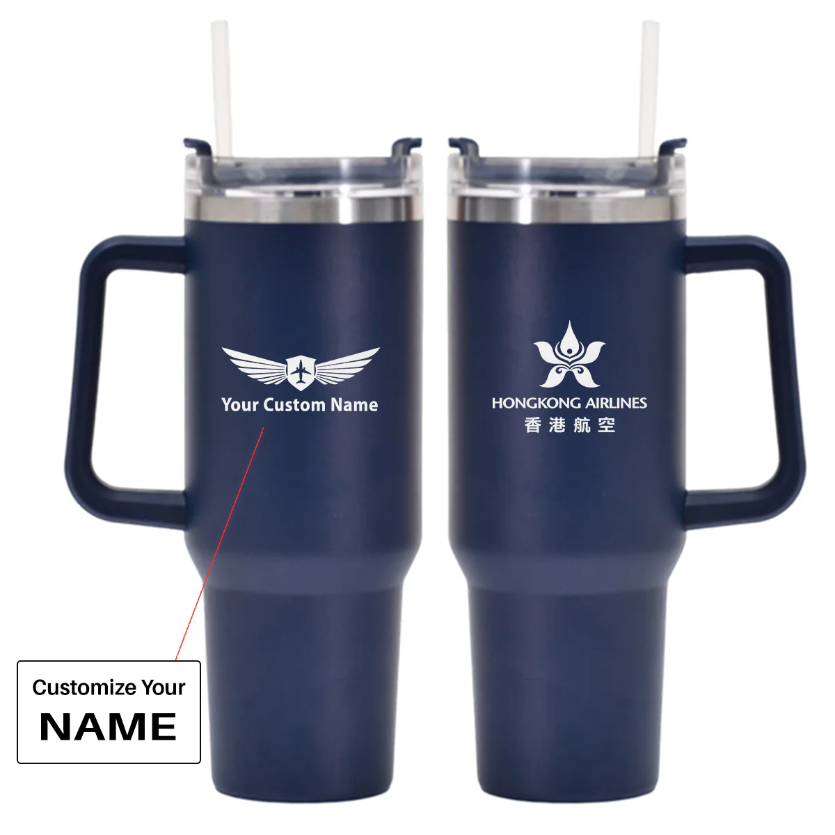 Hong Kong Airlines Designed 40oz Stainless Steel Car Mug With Holder - Image 5