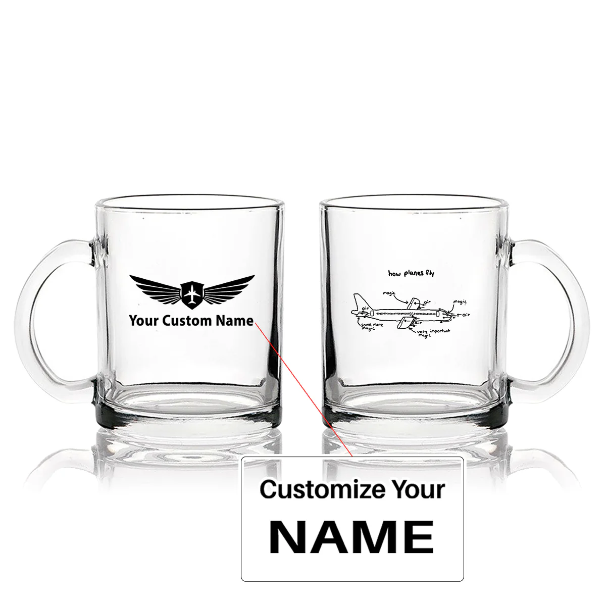 How Planes Fly Designed Coffee & Tea Glasses