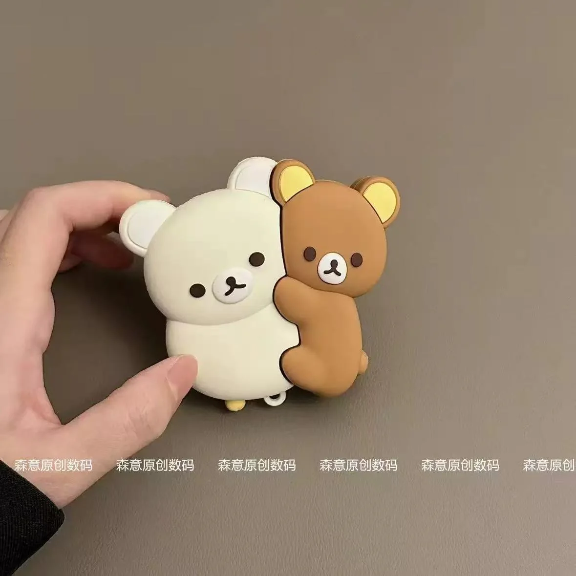Hug the Bear Designed AirPods Protective Cover: Cute Cartoon Silicone Soft Shell