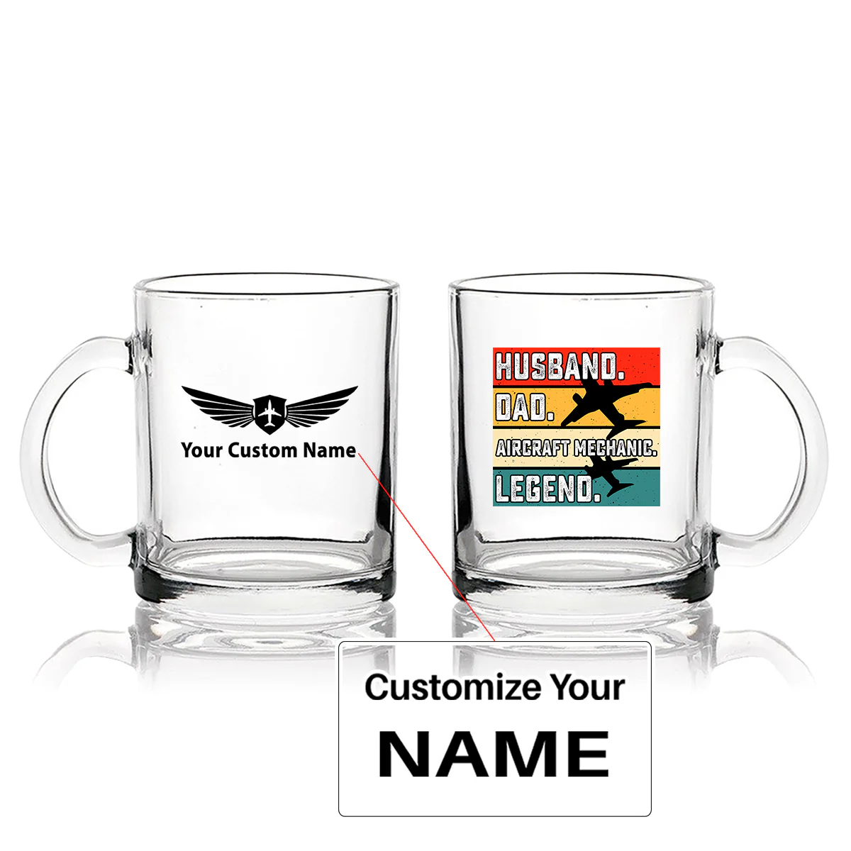 Husband & Dad & Aircraft Mechanic & Legend Designed Coffee & Tea Glasses