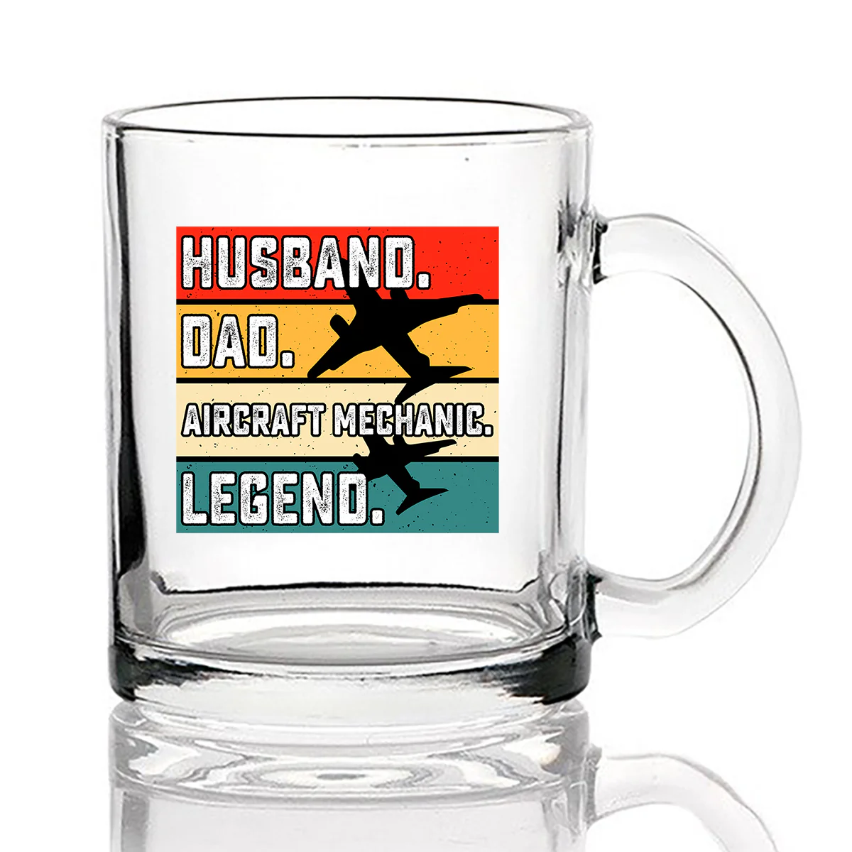 Husband & Dad & Aircraft Mechanic & Legend Designed Coffee & Tea Glasses - Image 2
