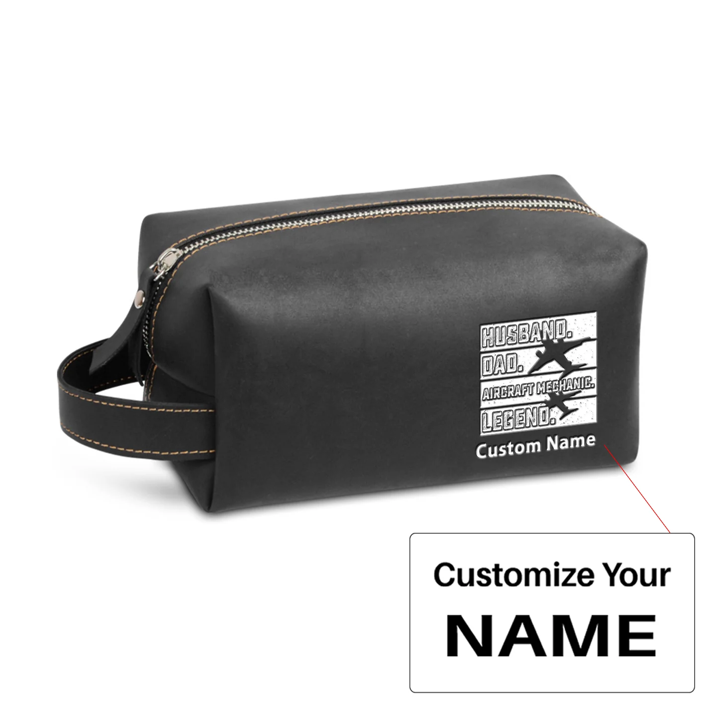 Husband & Dad & Aircraft Mechanic & Legend Designed Leather Clutch Toiletry Bag