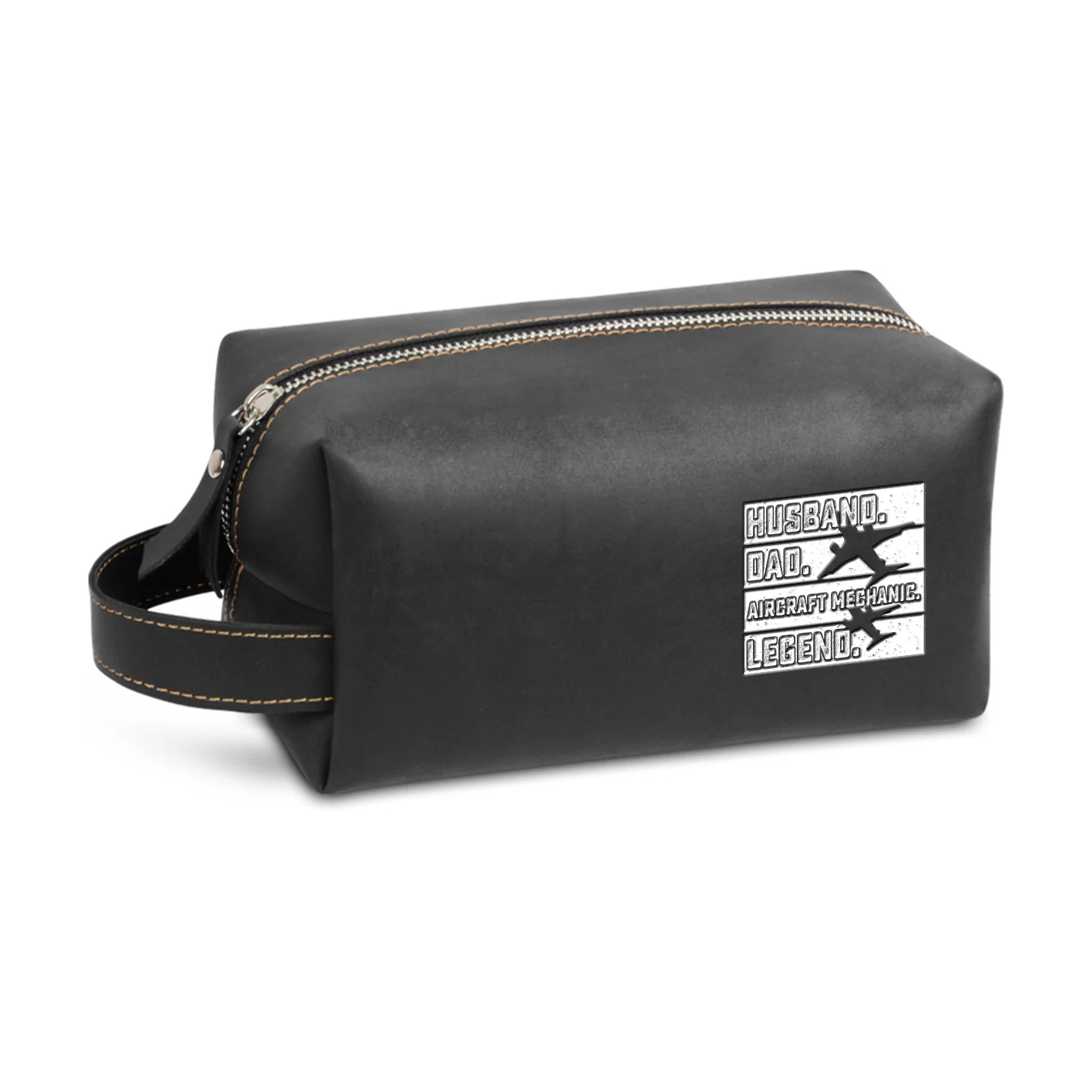 Husband & Dad & Aircraft Mechanic & Legend Designed Leather Clutch Toiletry Bag - Image 2