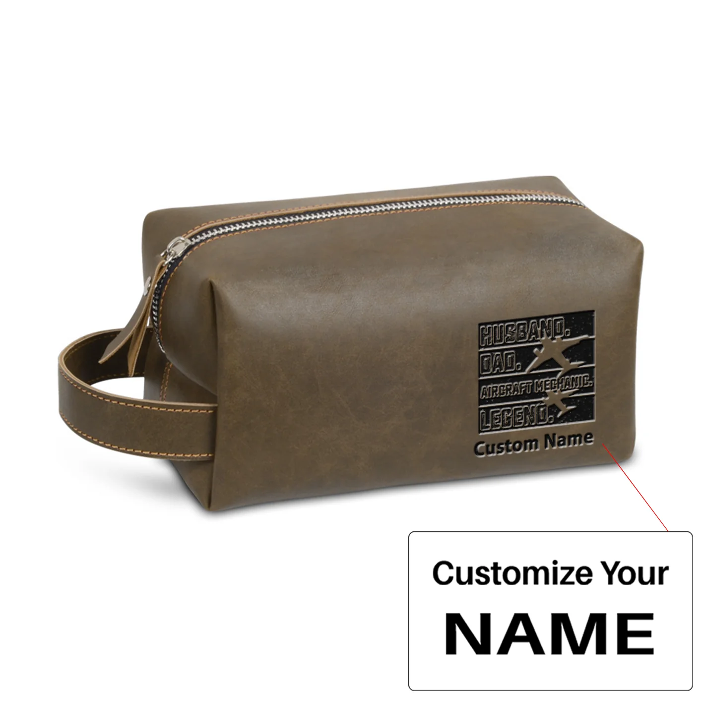 Husband & Dad & Aircraft Mechanic & Legend Designed Leather Clutch Toiletry Bag - Image 5