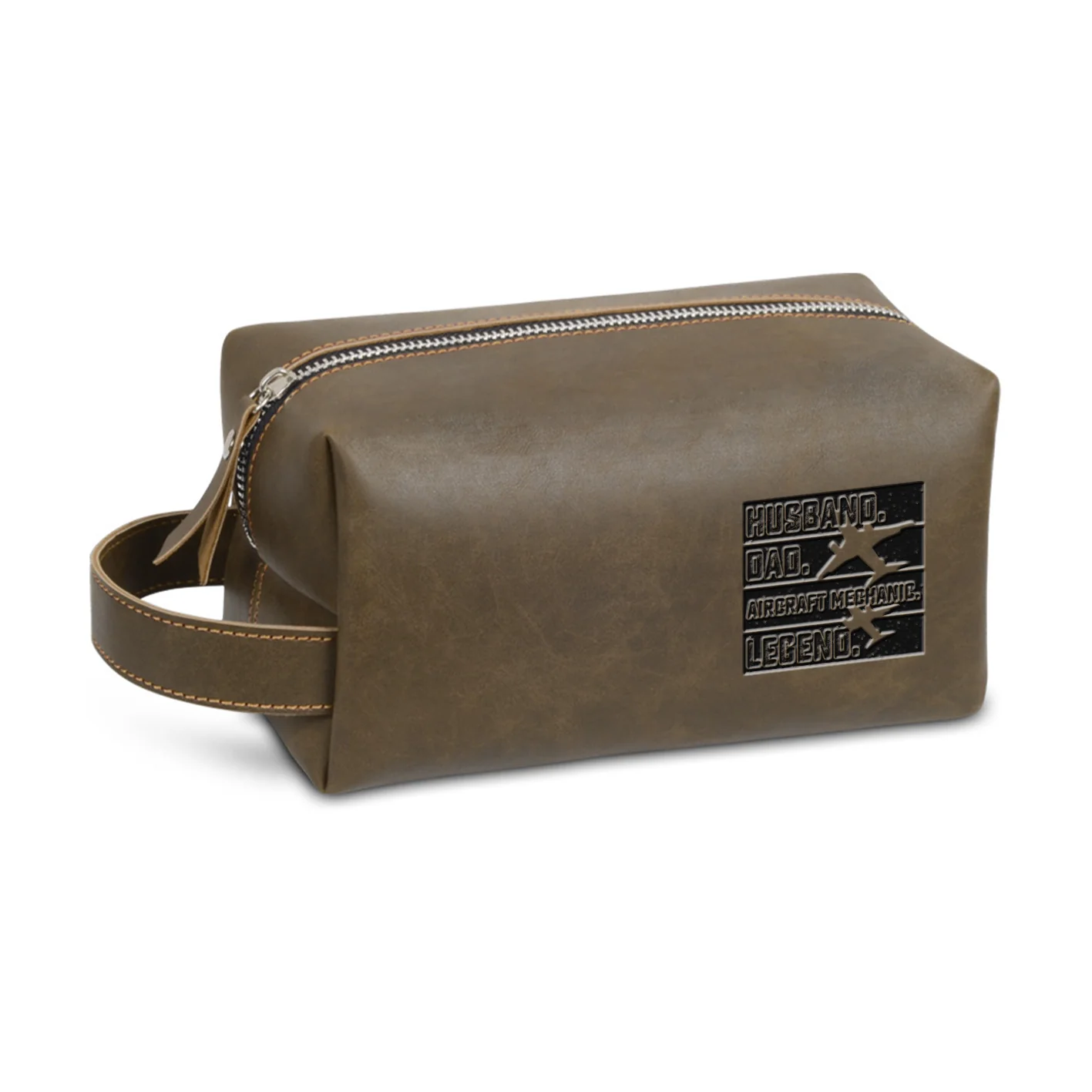 Husband & Dad & Aircraft Mechanic & Legend Designed Leather Clutch Toiletry Bag - Image 6