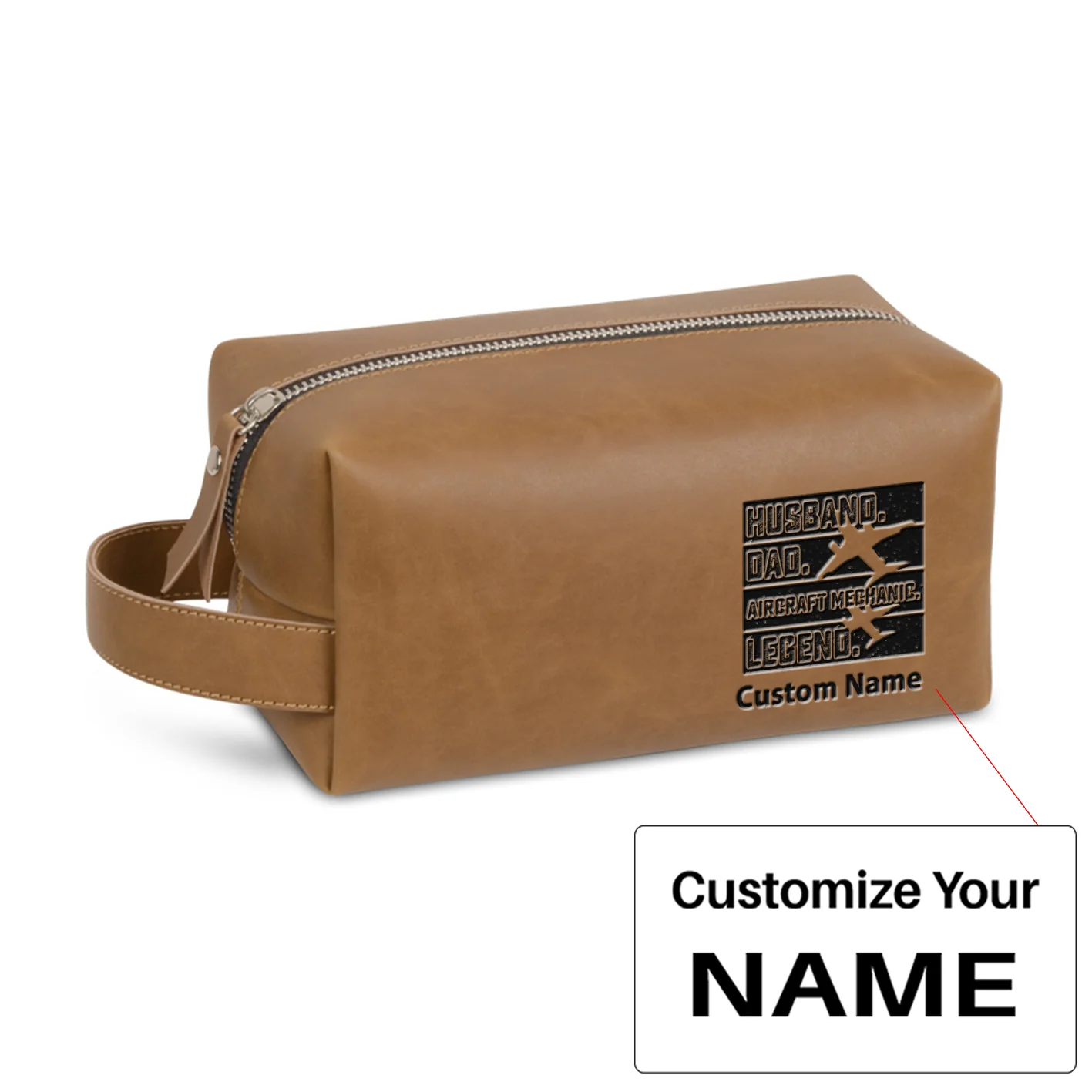 Husband & Dad & Aircraft Mechanic & Legend Designed Leather Clutch Toiletry Bag - Image 7