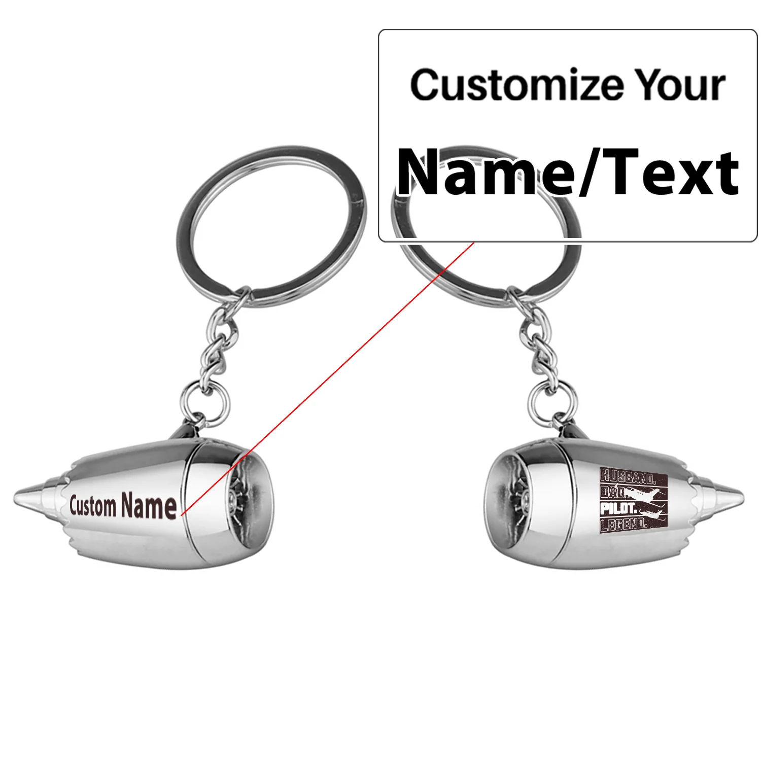 Husband & Dad & Pilot & Legend Jet Engine Turbine Key Chains
