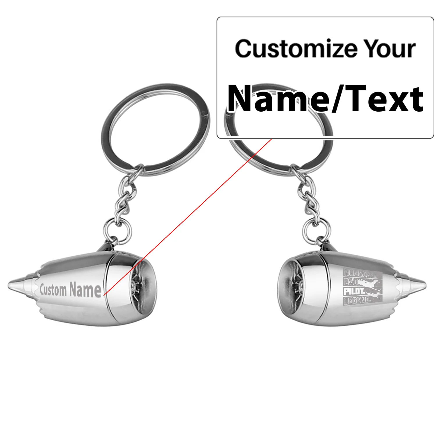 Husband & Dad & Pilot & Legend Jet Engine Turbine Key Chains - Image 3