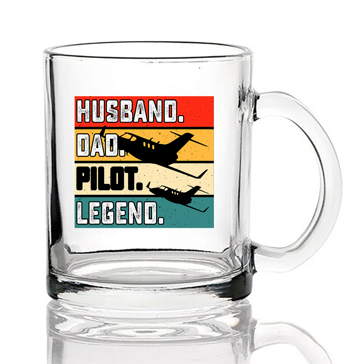 Husband & Dad & Pilot & Legend Designed Coffee & Tea Glasses - Image 2