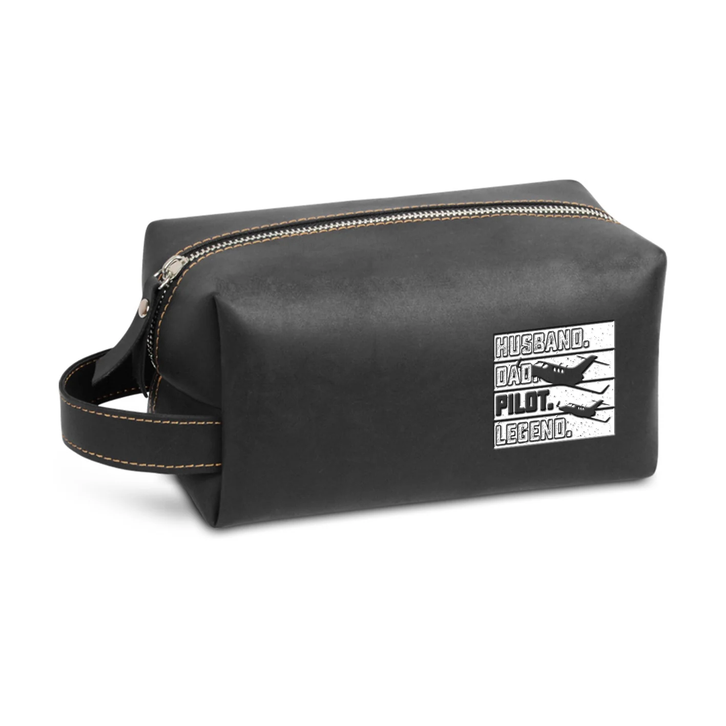 Husband & Dad & Pilot & Legend Designed Leather Clutch Toiletry Bag - Image 2