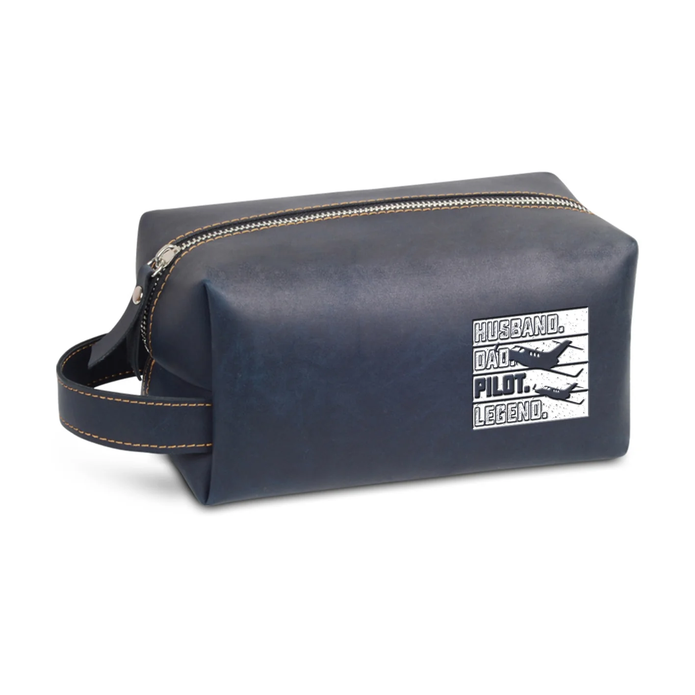 Husband & Dad & Pilot & Legend Designed Leather Clutch Toiletry Bag - Image 4