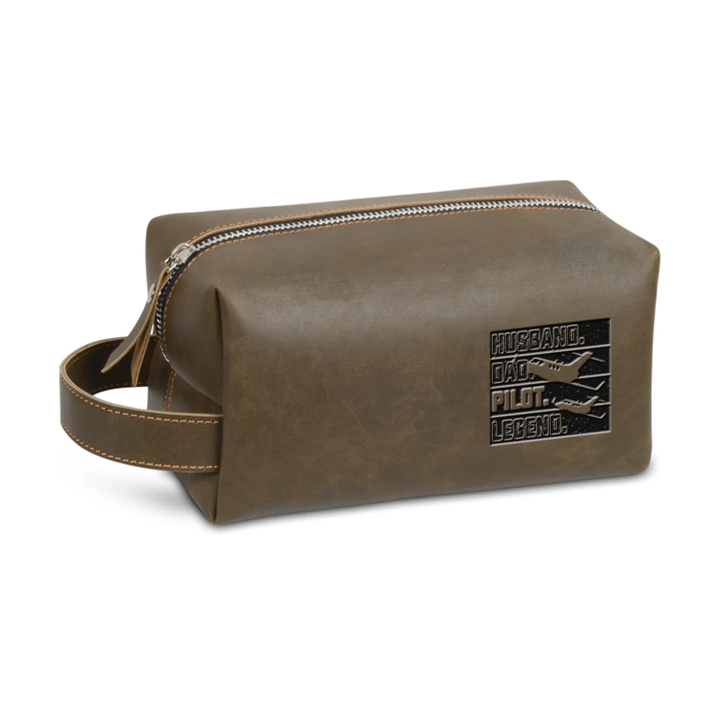 Husband & Dad & Pilot & Legend Designed Leather Clutch Toiletry Bag - Image 6