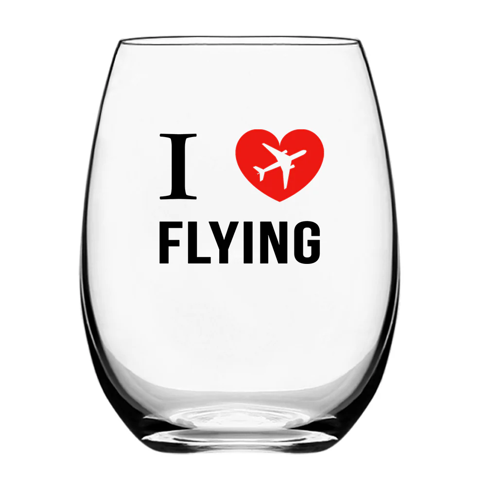I Love Flying Designed Water & Drink Glasses - Image 2