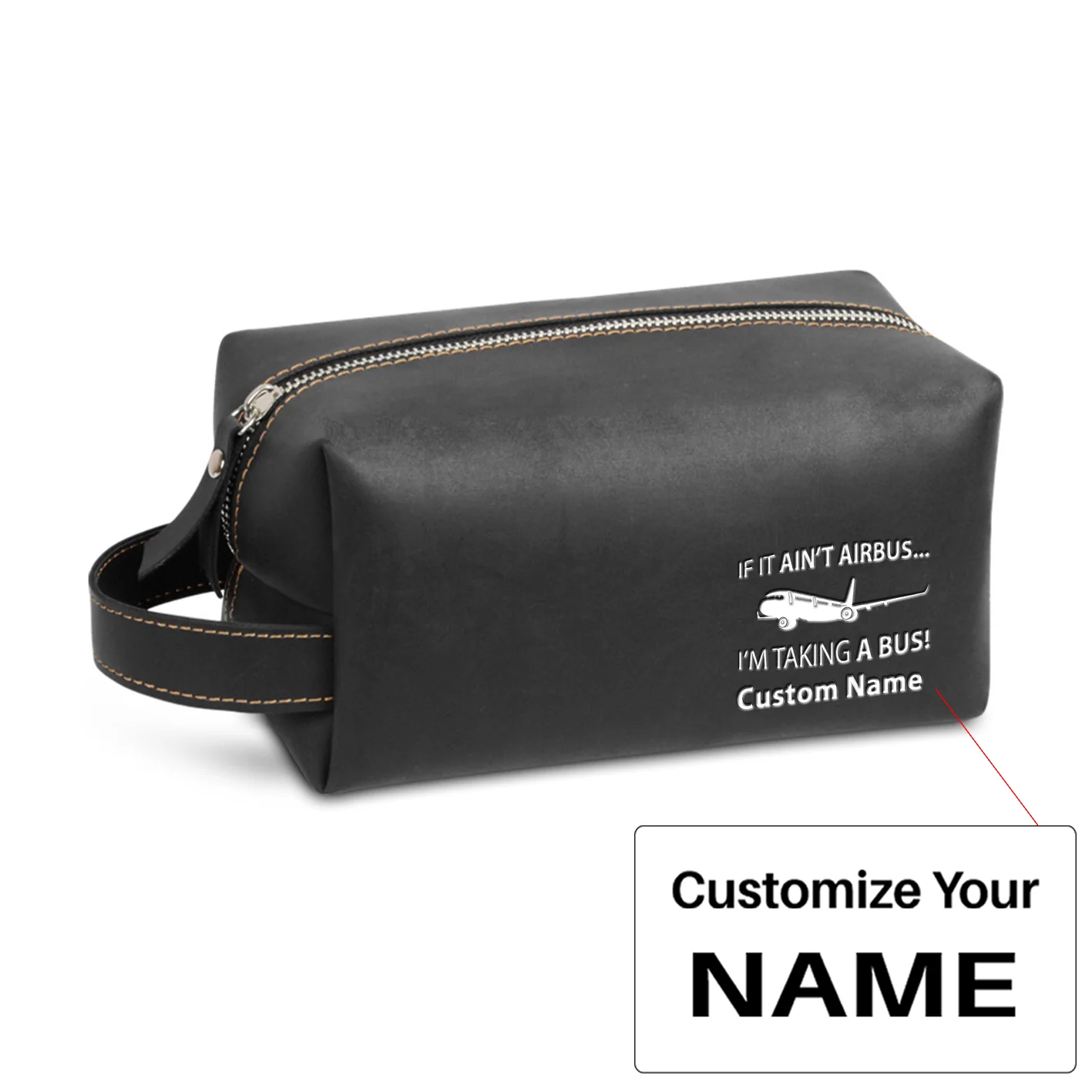 If It Ain't Airbus I'm Taking A Bus Designed Leather Clutch Toiletry Bag