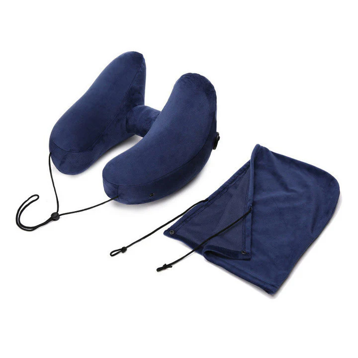 Inflatable U-Shaped Hooded Travel Neck Pillow: Portable (with Blackout Windproof Cap) - Image 10