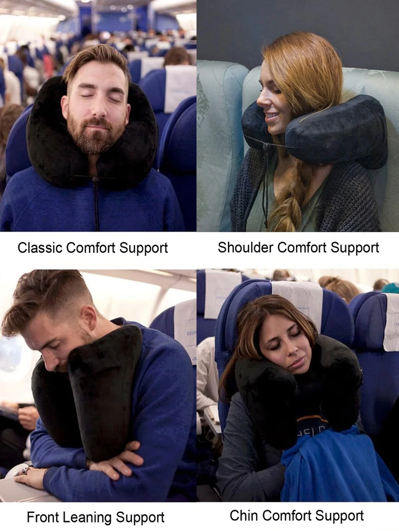 Inflatable U-Shaped Hooded Travel Neck Pillow: Portable (with Blackout Windproof Cap) - Image 2